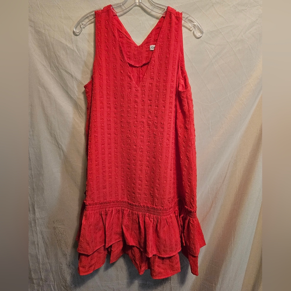 Calvin Klein Sleeveless Dress Women's Size 8,  Deep Coral V-Neck Knee Length
